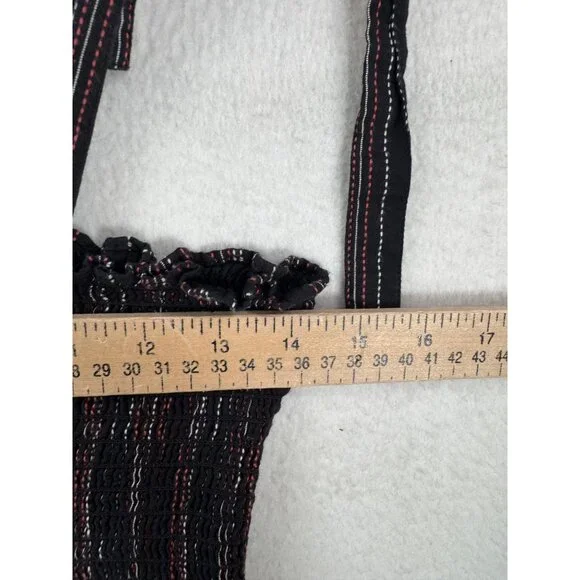 Hatch Jojo Smocked‎ Jumpsuit striped bow tie 90s beach boho sz 2 - Picture 4 of 9